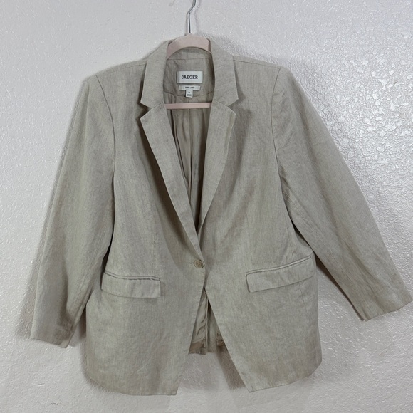 JAEGER Jackets & Blazers - JAEGER Pure Linen ,Size 18,Women's ,Color Oatmeal,Blazer